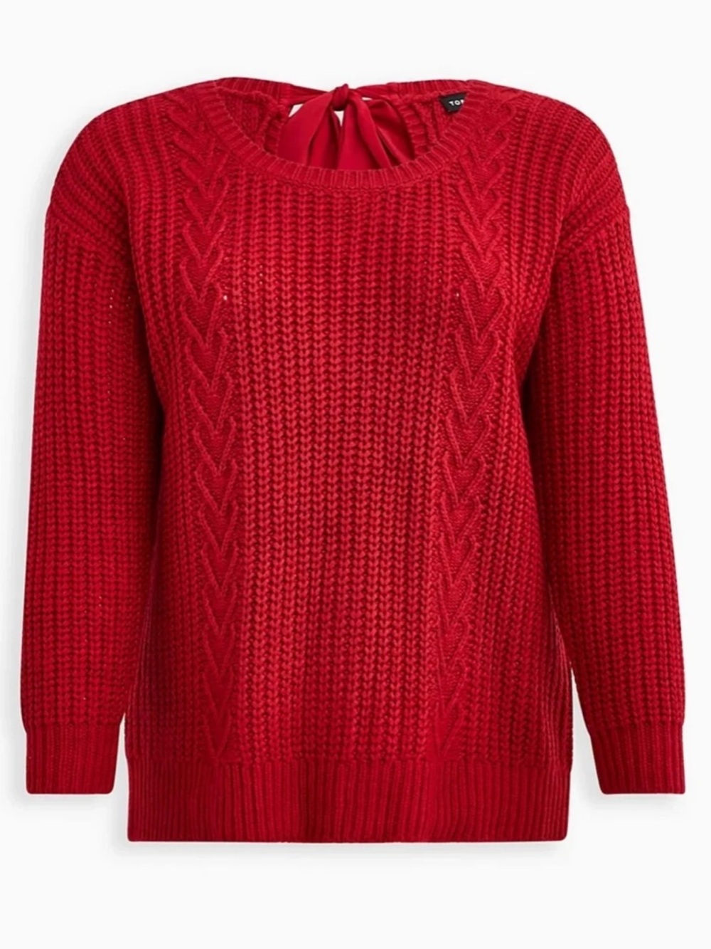 Torrid Red Tie Back Chunky Cable Knit Heart Sweater Size 2 (18/20)